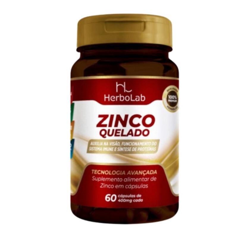 Zinco Quelado 60 cápsulas 400mg HerboLab