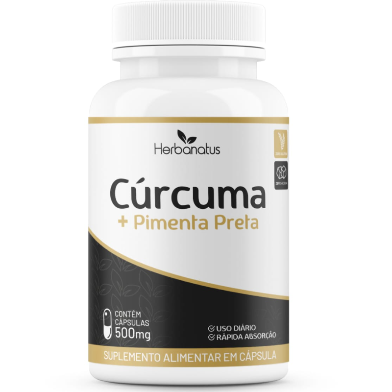 Cúrcuma com Pimenta Preta 60 Cápsulas 500mg Herbanatus