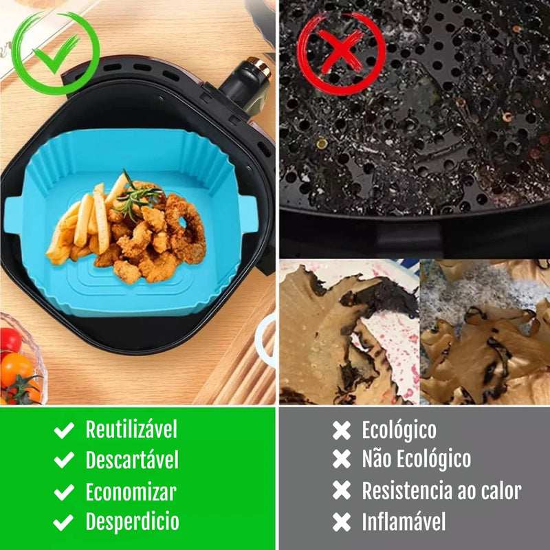 Capa Protetora AirFryer de Silicone Protege Alimento