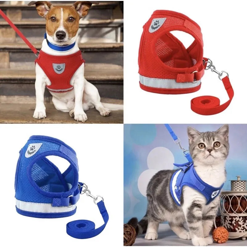 Peitoral Com Guia para Caes E Gatos Colete Regulavel Super Confortavel para Cachorro