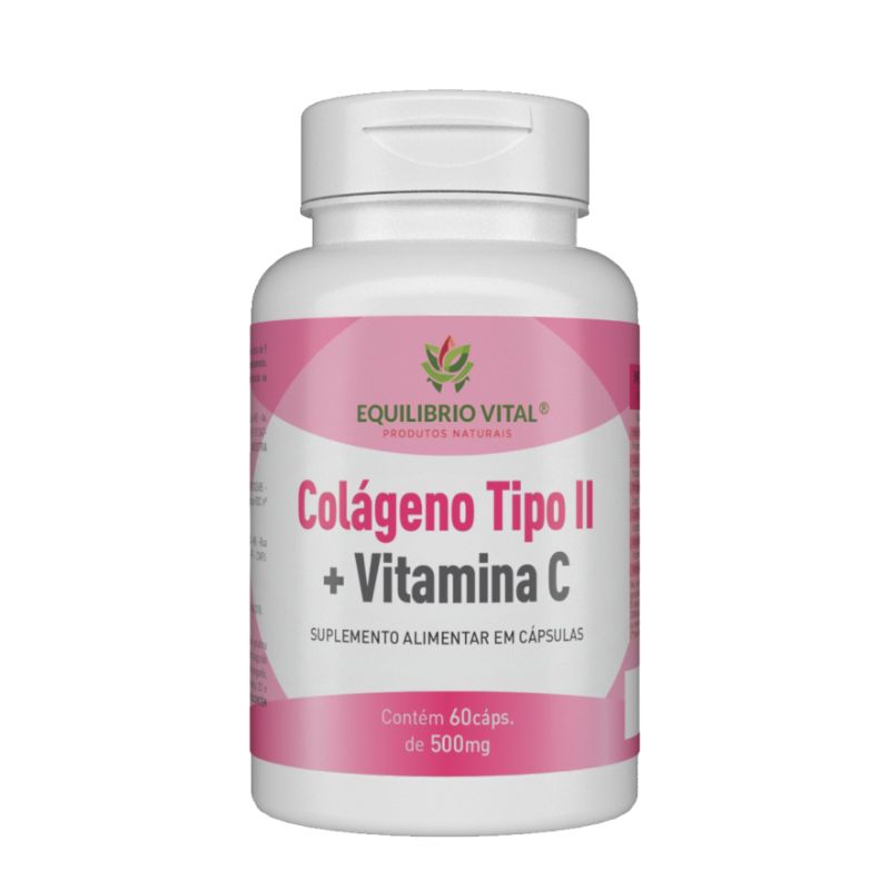 Colageno Tipo 2 Com Vitamina C 60 Cápsulas 500mg Equilibrio