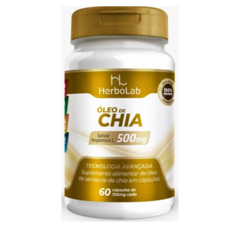 Óleo de Semente de Chia 60 cápsulas 750mg HerboLab