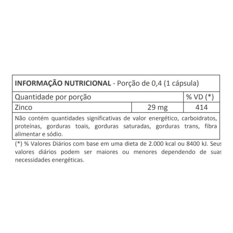 Zinco Quelado 60 cápsulas 400mg HerboLab